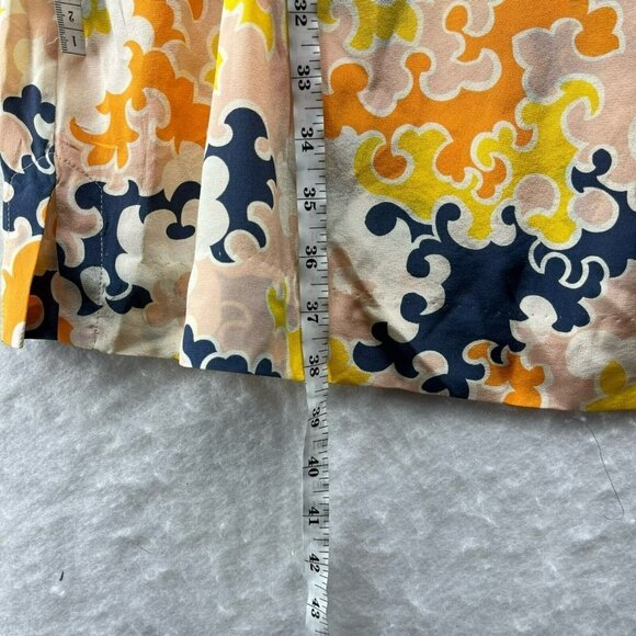 Vanessa Virginia Dress Women's Sz 2 Orange Floral Keyhole Short Sleeve 100% Silk - Picture 4 of 11